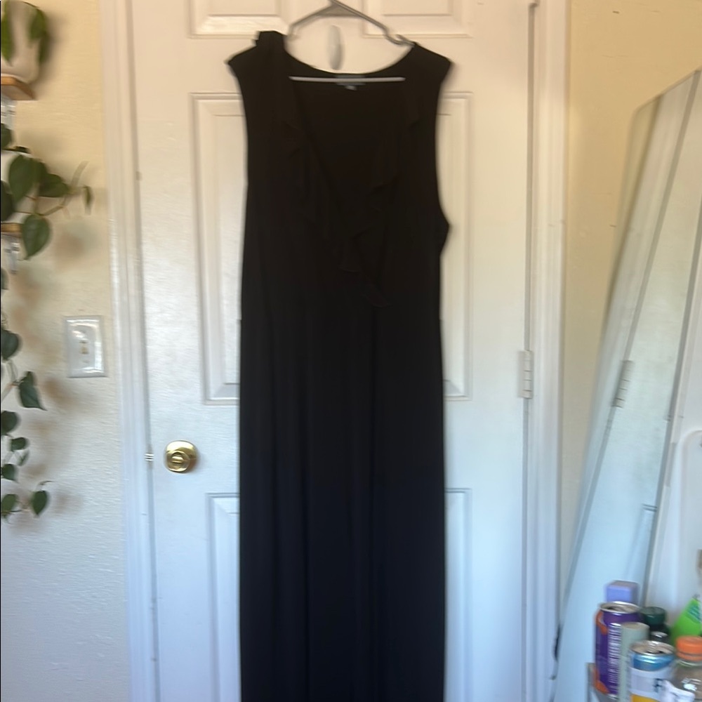 Modcloth Black V-Neck Sleeveless Wideleg Jumpsuit